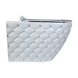 Kapitone Dot Beyaz Altın Kanalsız Asma Klozet